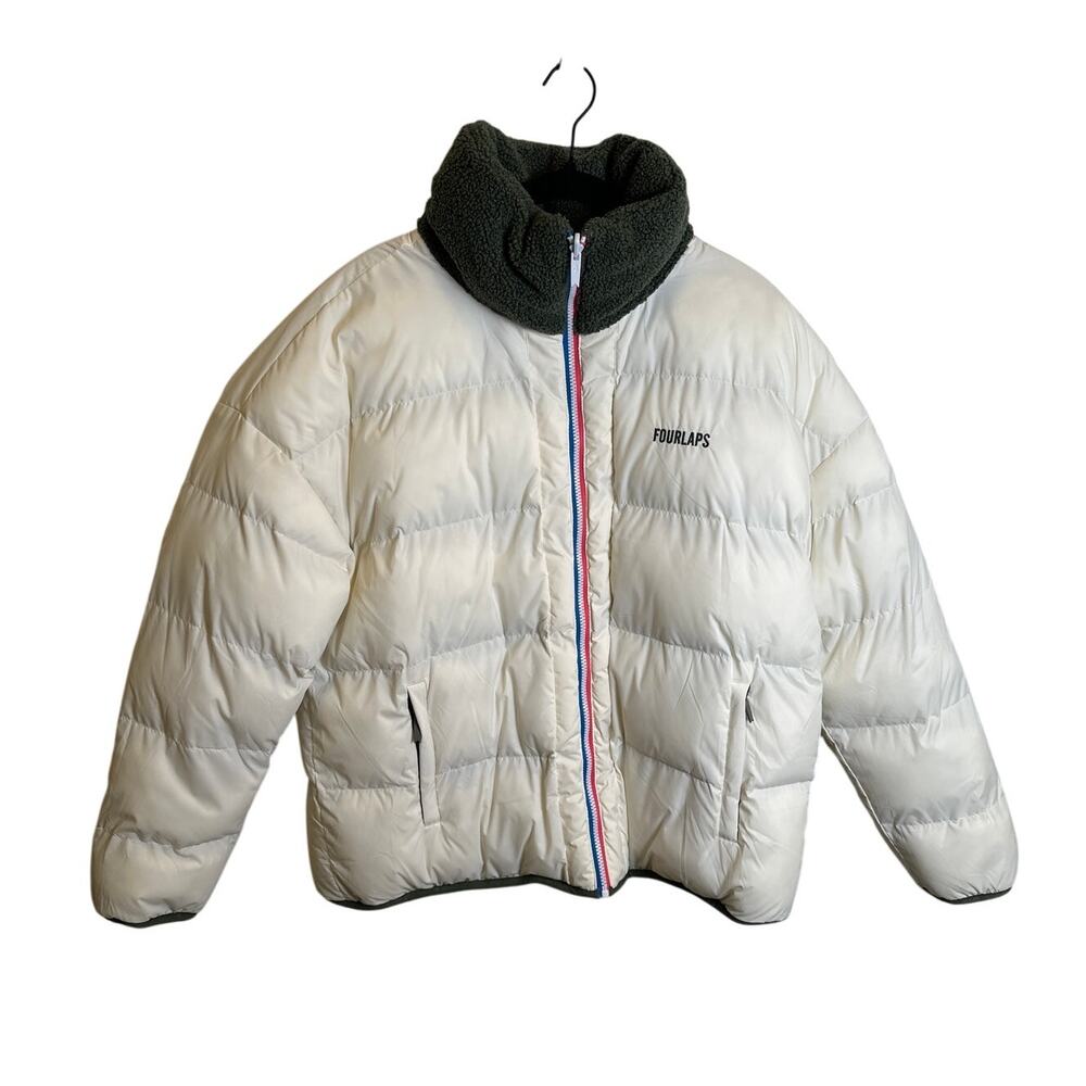 NWT $198 FourLaps Reversible Polar Quilted Sherpa Jacket Thyme/White Puffer XL